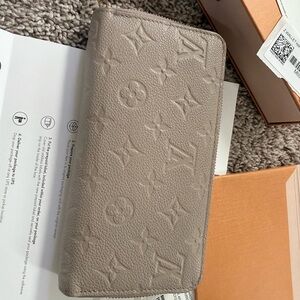Louis Vuitton Taupe Embossed Monogram Zip-Around Wallet